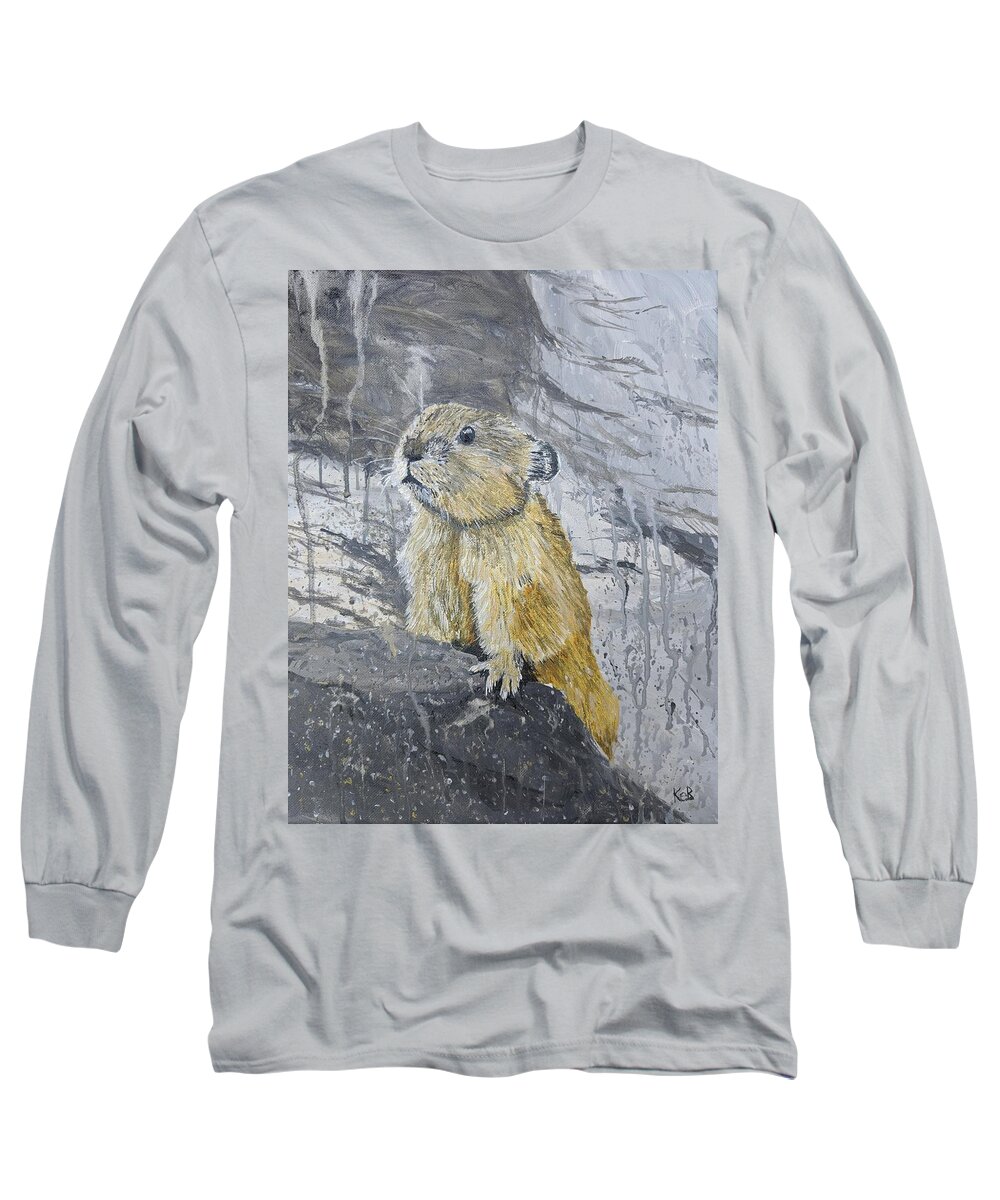 Pika Long Sleeve T-Shirt featuring the painting American Pika by Kevin Daly
