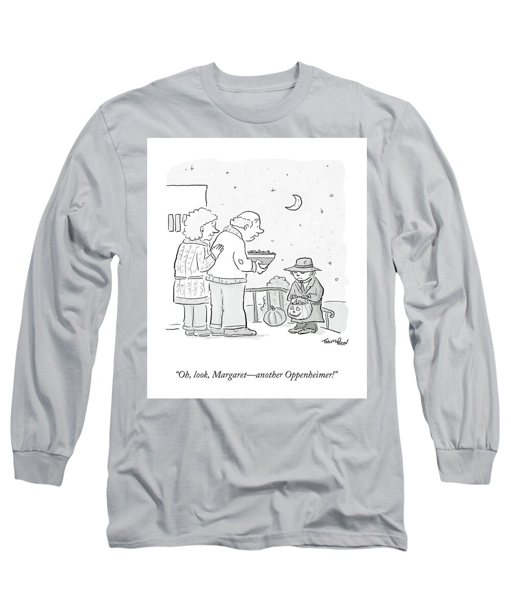 “oh Long Sleeve T-Shirt featuring the drawing Another Oppenheimer by Mark Thompson