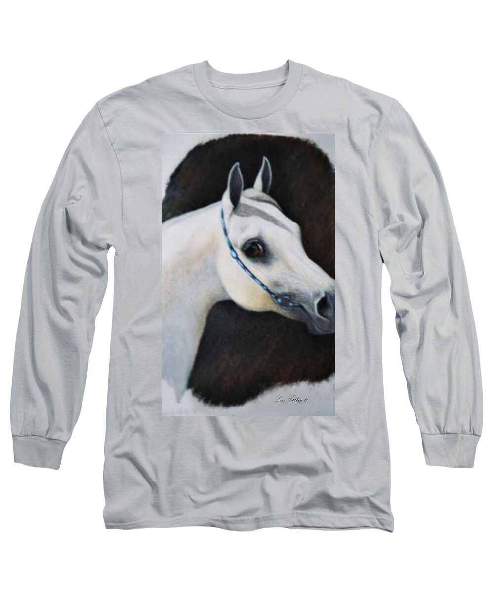 Horses Long Sleeve T-Shirt featuring the drawing Arabian Horse Head by Loxi Sibley