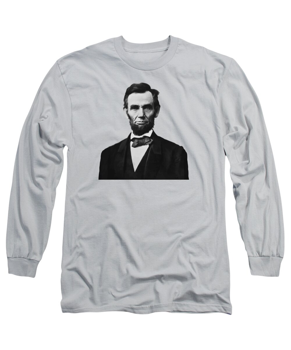 Abraham Lincoln Long Sleeve T-Shirt featuring the mixed media President Lincoln #5 by War Is Hell Store