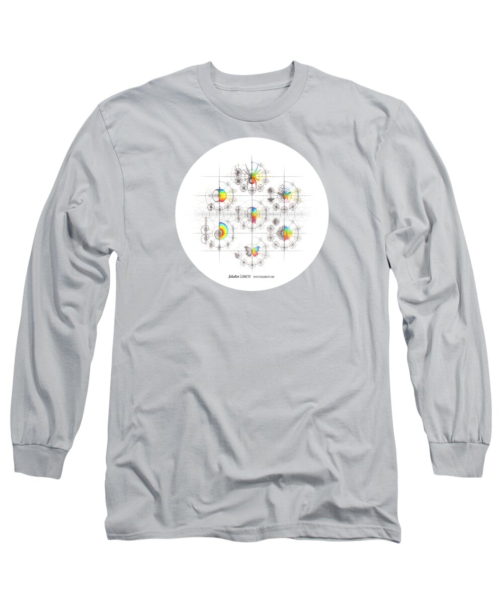 Spider Long Sleeve T-Shirt featuring the drawing Intuitive Geometry 7 Examples with Steps Art by Nathalie Strassburg