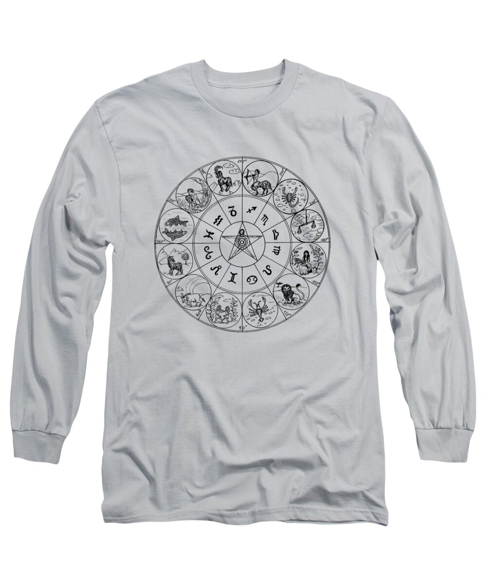 Zodiac Long Sleeve T-Shirt featuring the digital art Zodiac Signs by Madame Memento