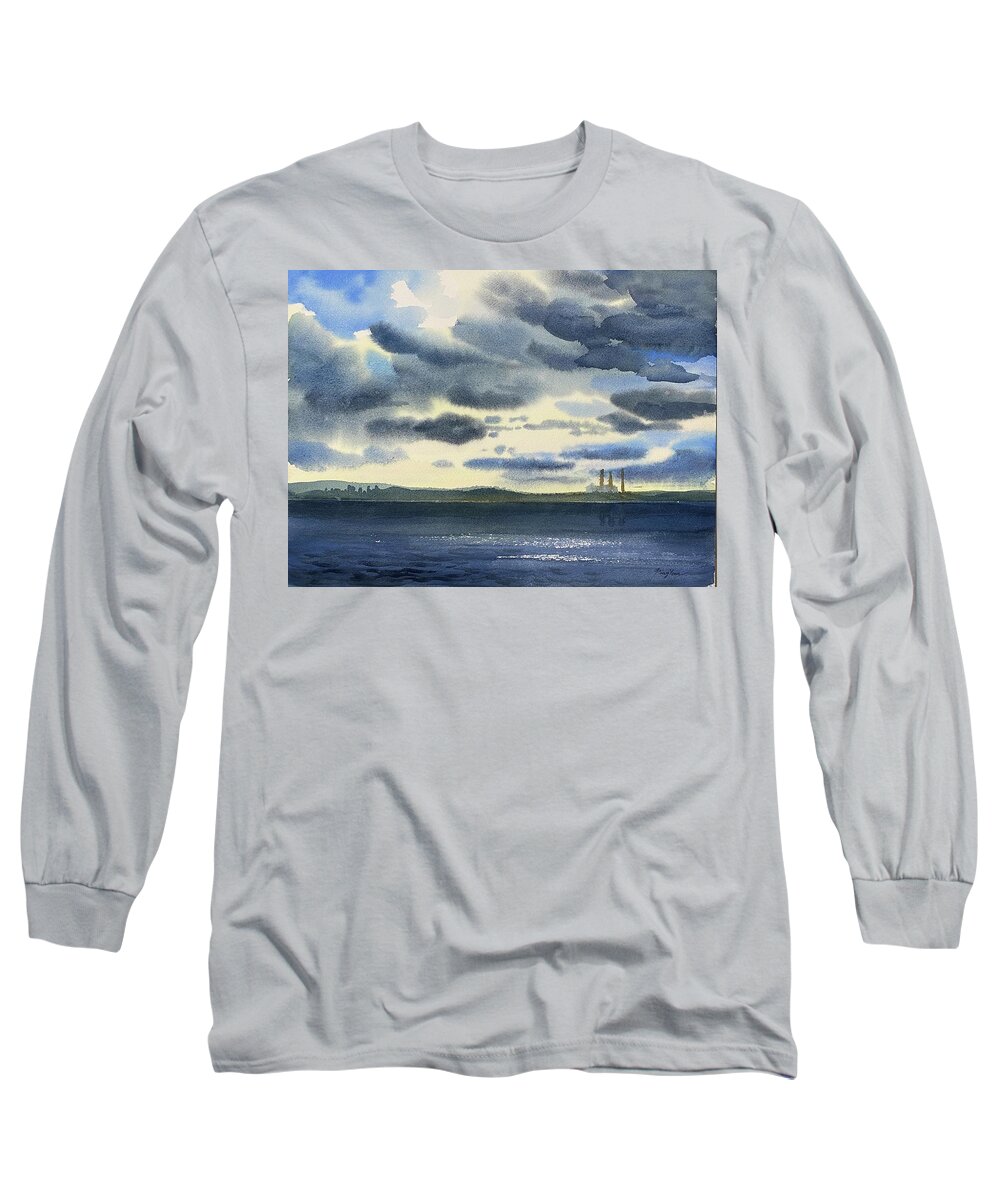  Long Sleeve T-Shirt featuring the painting Augusta power planet by Ping Yan