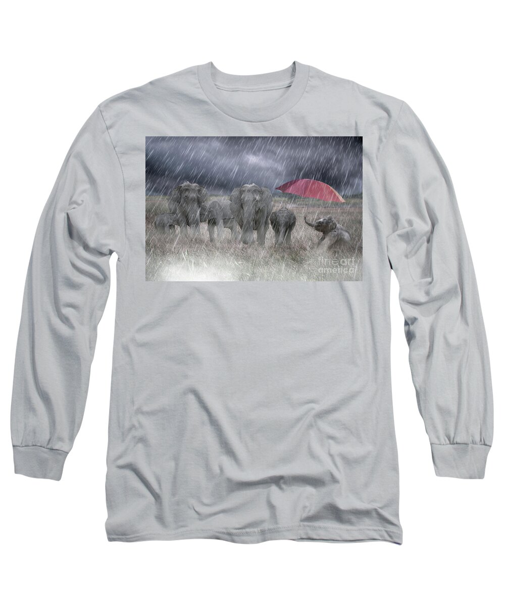 Elephant Long Sleeve T-Shirt featuring the mixed media Be Different by Ed Taylor