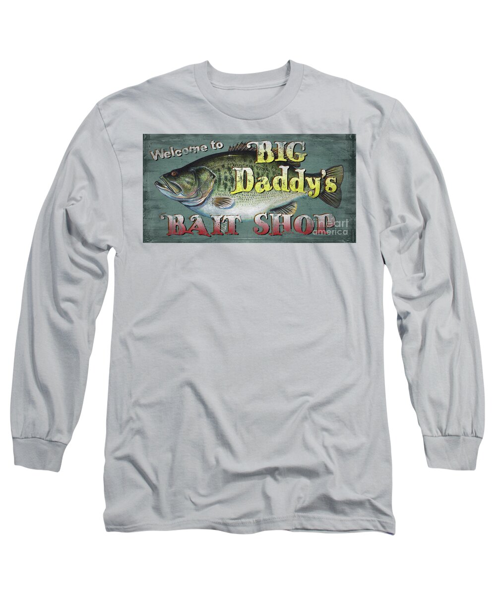 Jq Licensing Long Sleeve T-Shirt featuring the painting Big Daddy Fishing Sign by Scott Zoellick