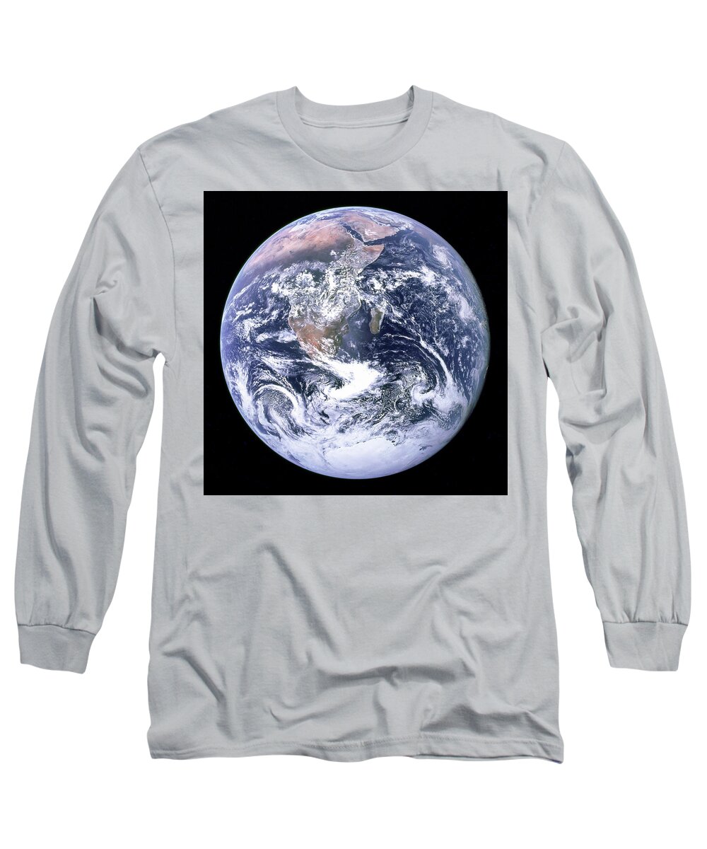 Nasa Long Sleeve T-Shirt featuring the photograph Blue Marble - Image of the Earth from Apollo 17 by Eric Glaser