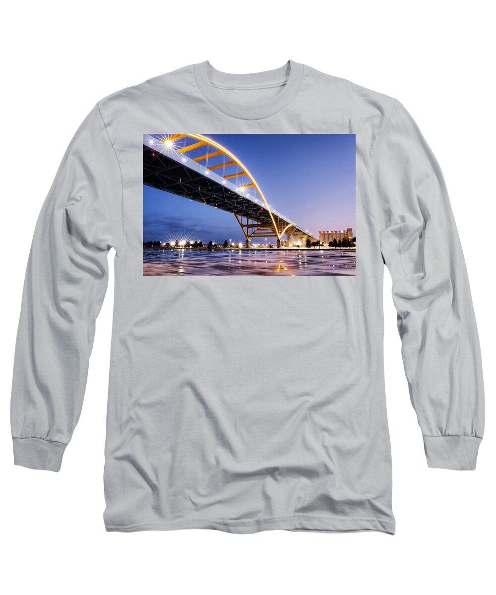 Milwaukee Wis Wi Wisconsin Bridge Horn Heon New York Us Usa America Chicago Los Angelo's Long Sleeve T-Shirt featuring the photograph Bridge To Nowhere by Windshield Photography