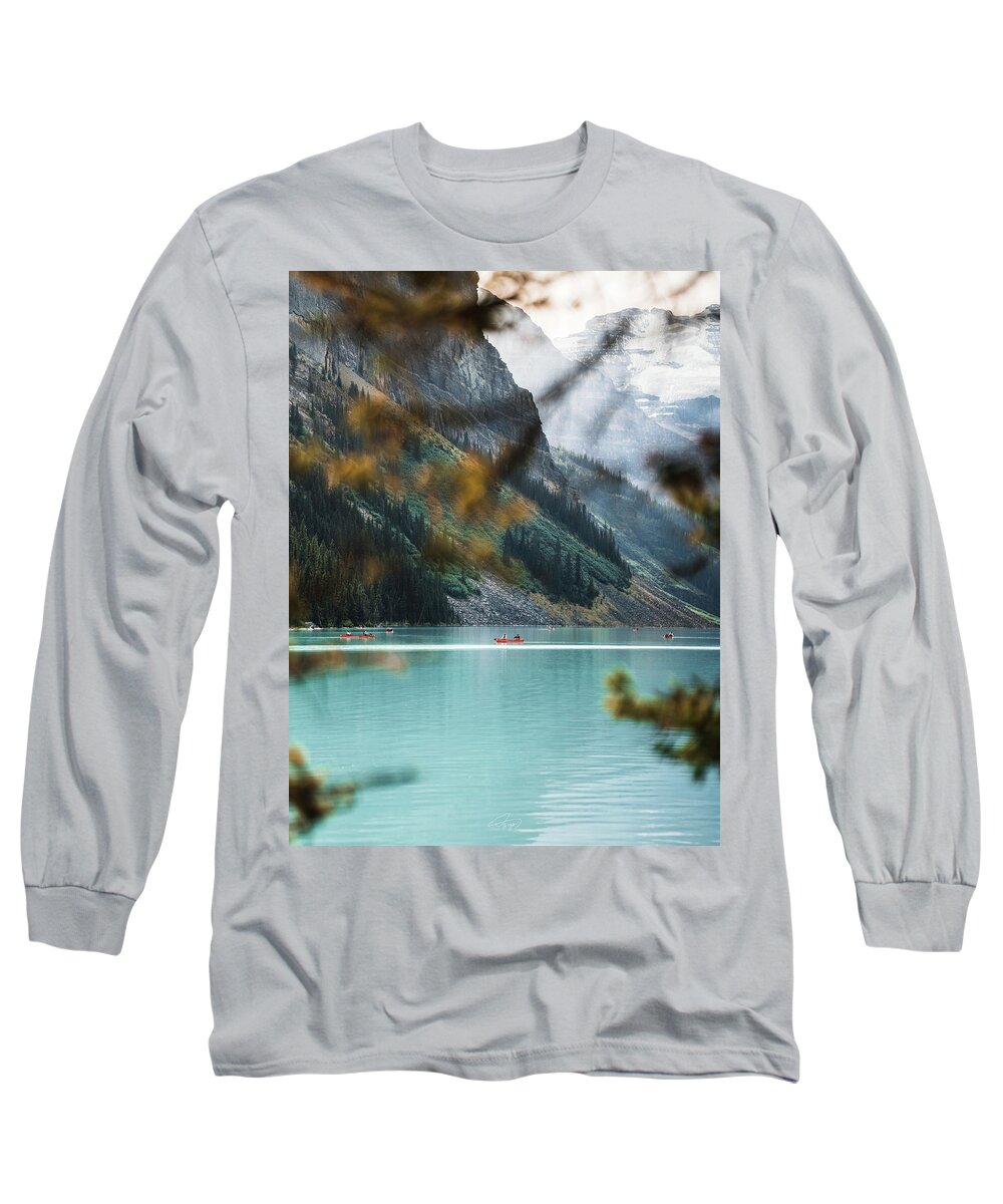  Long Sleeve T-Shirt featuring the photograph Canoe at Lake Louise by William Boggs