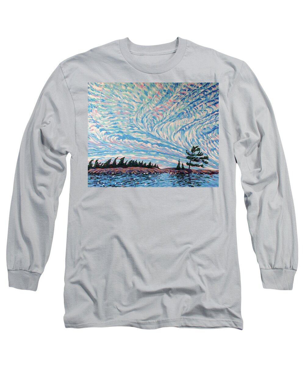 2515 Long Sleeve T-Shirt featuring the painting Cirrus Sky Script by Phil Chadwick