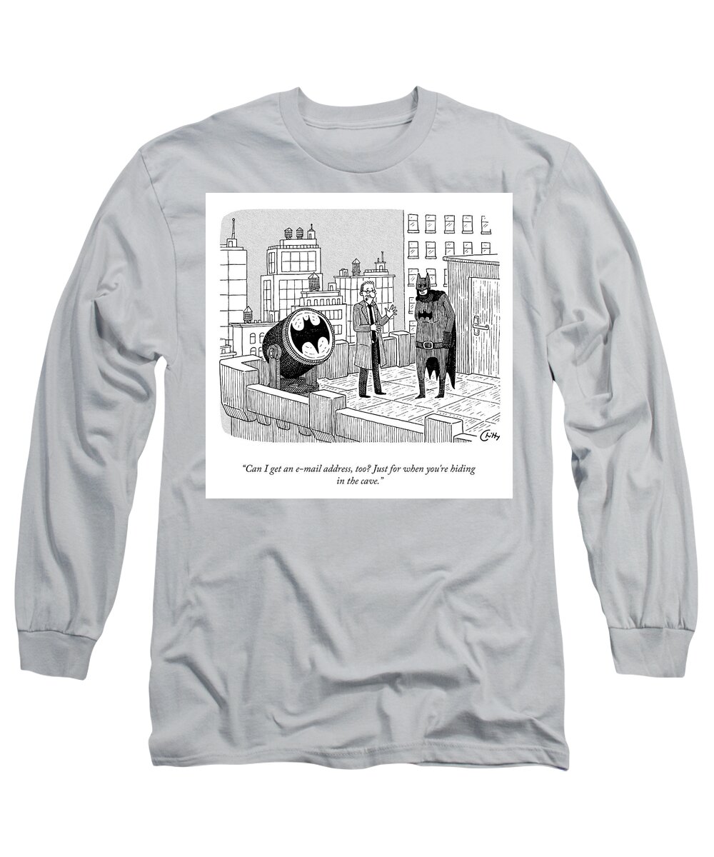 Can I Get An E-mail Address Long Sleeve T-Shirt featuring the drawing Contact Info by Tom Chitty