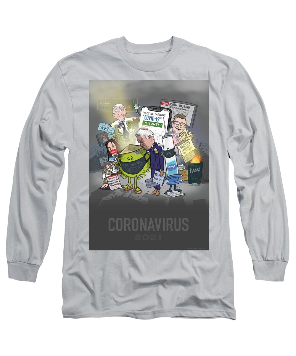 Covid-19 Long Sleeve T-Shirt featuring the digital art Coronavirus 2021 by Emerson Design