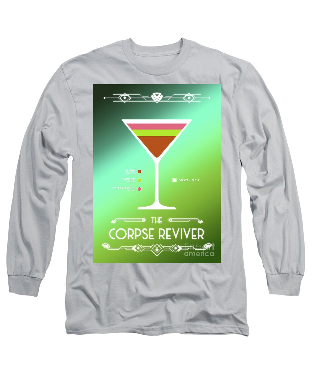 Martini Long Sleeve T-Shirt featuring the digital art Corpse Reviver Cocktail - Modern by Bo Kev
