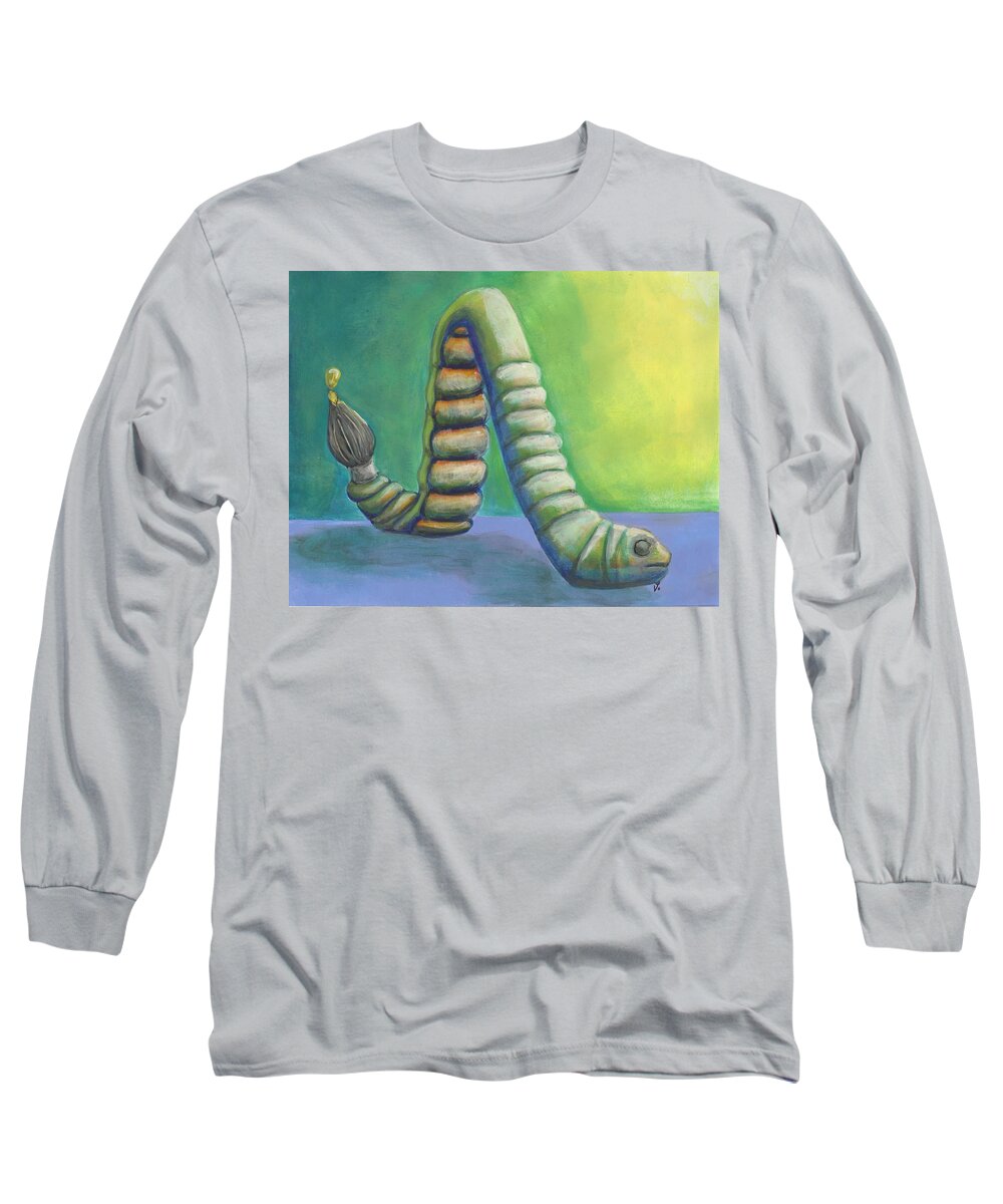Worm Long Sleeve T-Shirt featuring the painting Creative Juices by Vicki Noble