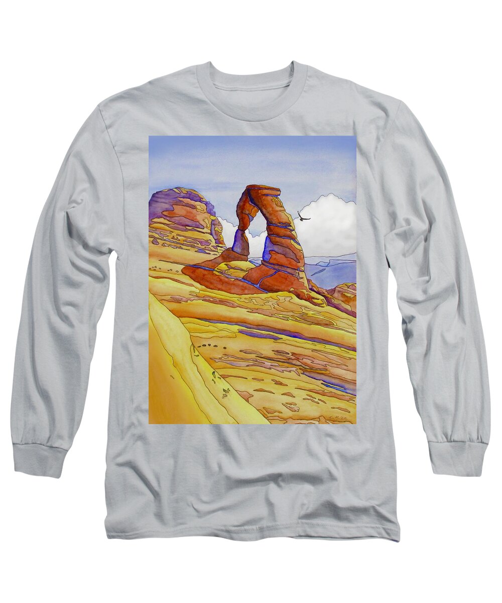 Kim Mcclinton Long Sleeve T-Shirt featuring the painting Delicate Arch by Kim McClinton