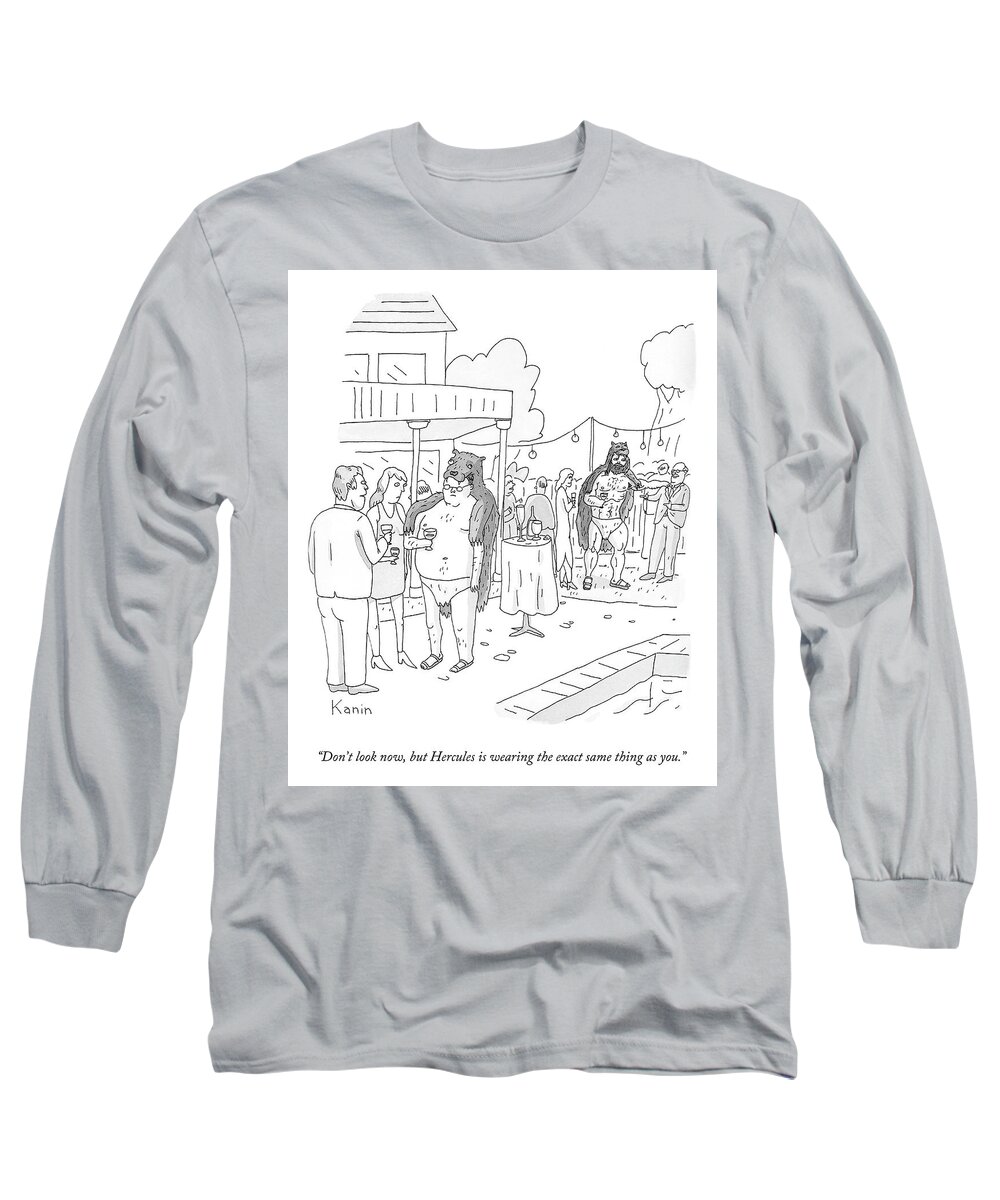 don't Look Now Long Sleeve T-Shirt featuring the drawing Don't Look Now by Zachary Kanin