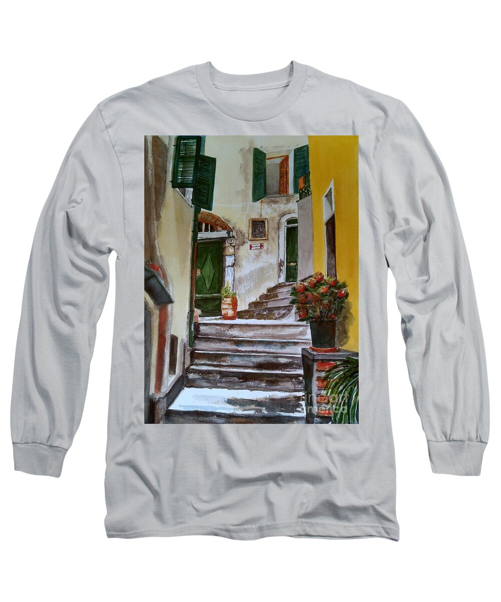 Door Long Sleeve T-Shirt featuring the painting Door #15 by Sonia Mocnik
