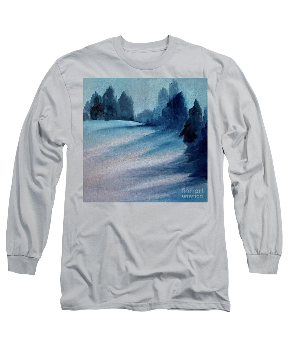 Landscape Long Sleeve T-Shirt featuring the painting Douglas Mountain by Michelle Abrams