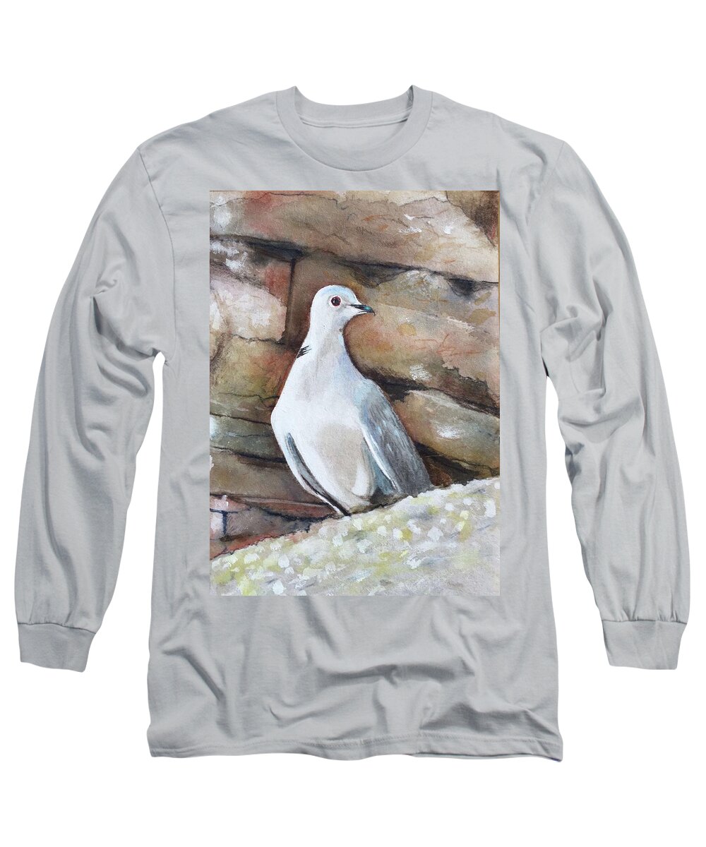 Dove Long Sleeve T-Shirt featuring the drawing Dove by Carolina Prieto Moreno
