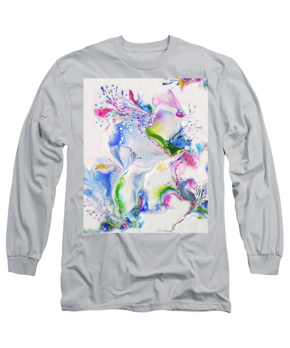 Abstract Long Sleeve T-Shirt featuring the painting Ever Growing 4 by Deborah Erlandson