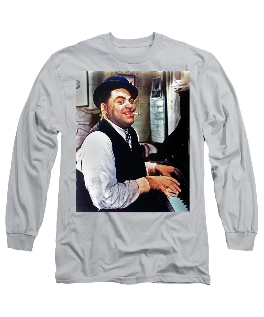 Fats Long Sleeve T-Shirt featuring the photograph Fats Waller in ''Stormy Weather'' 1943 by Movie World Posters