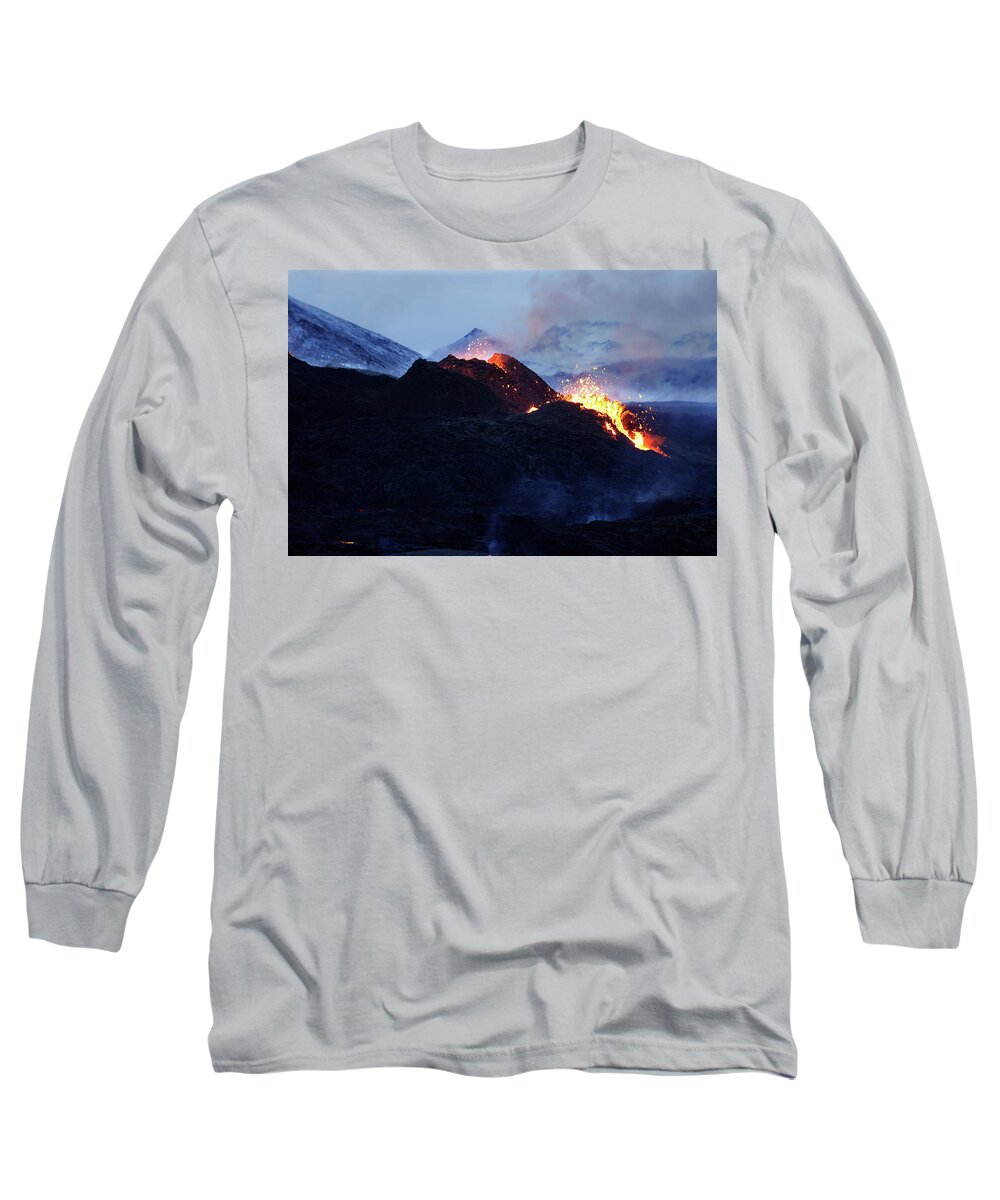 Volcano Long Sleeve T-Shirt featuring the photograph Fire and ice #1 #1 by Christopher Mathews