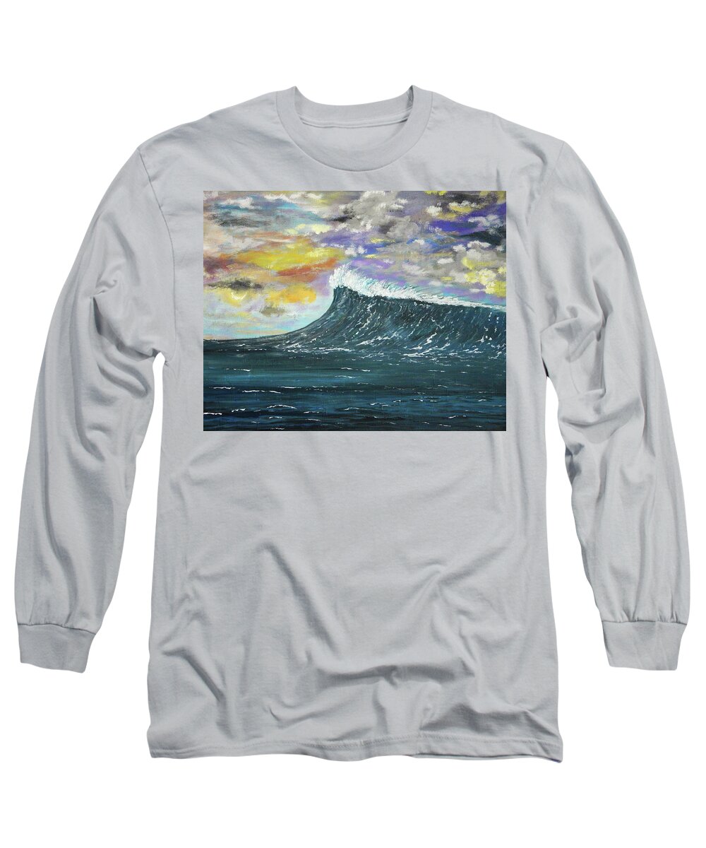 Wave Art Long Sleeve T-Shirt featuring the painting Freak Set by Everette McMahan jr