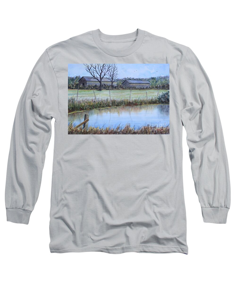 Pond Long Sleeve T-Shirt featuring the painting Frog Hollow Pond by Joseph Burger