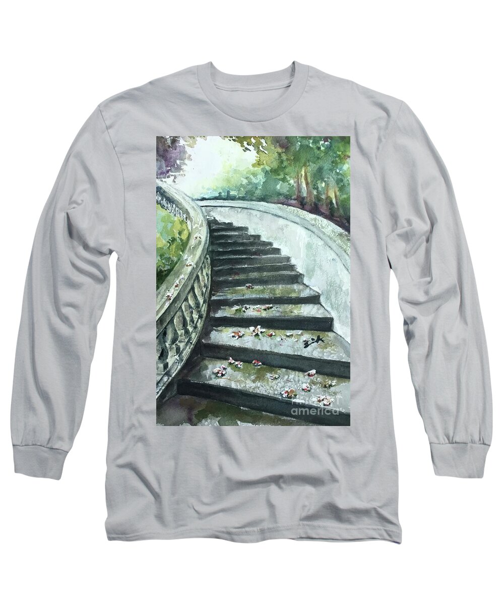 Staircase Long Sleeve T-Shirt featuring the painting From here to eternity by Sonia Mocnik