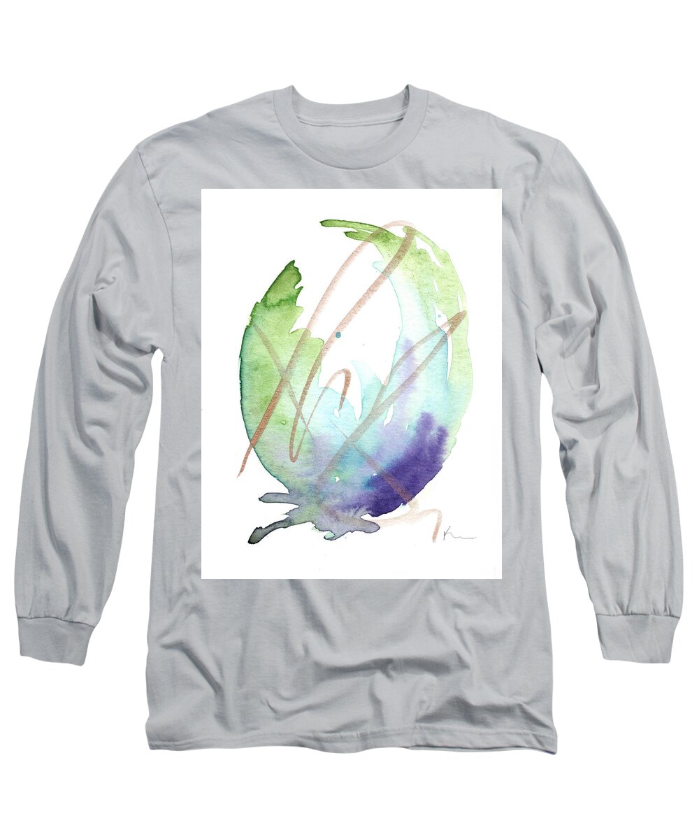 Grass Long Sleeve T-Shirt featuring the painting Greeting Card 1 by Katrina Nixon