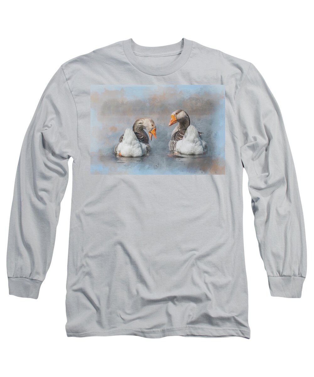Goose Long Sleeve T-Shirt featuring the photograph Greylag Goose Couple by Patti Deters