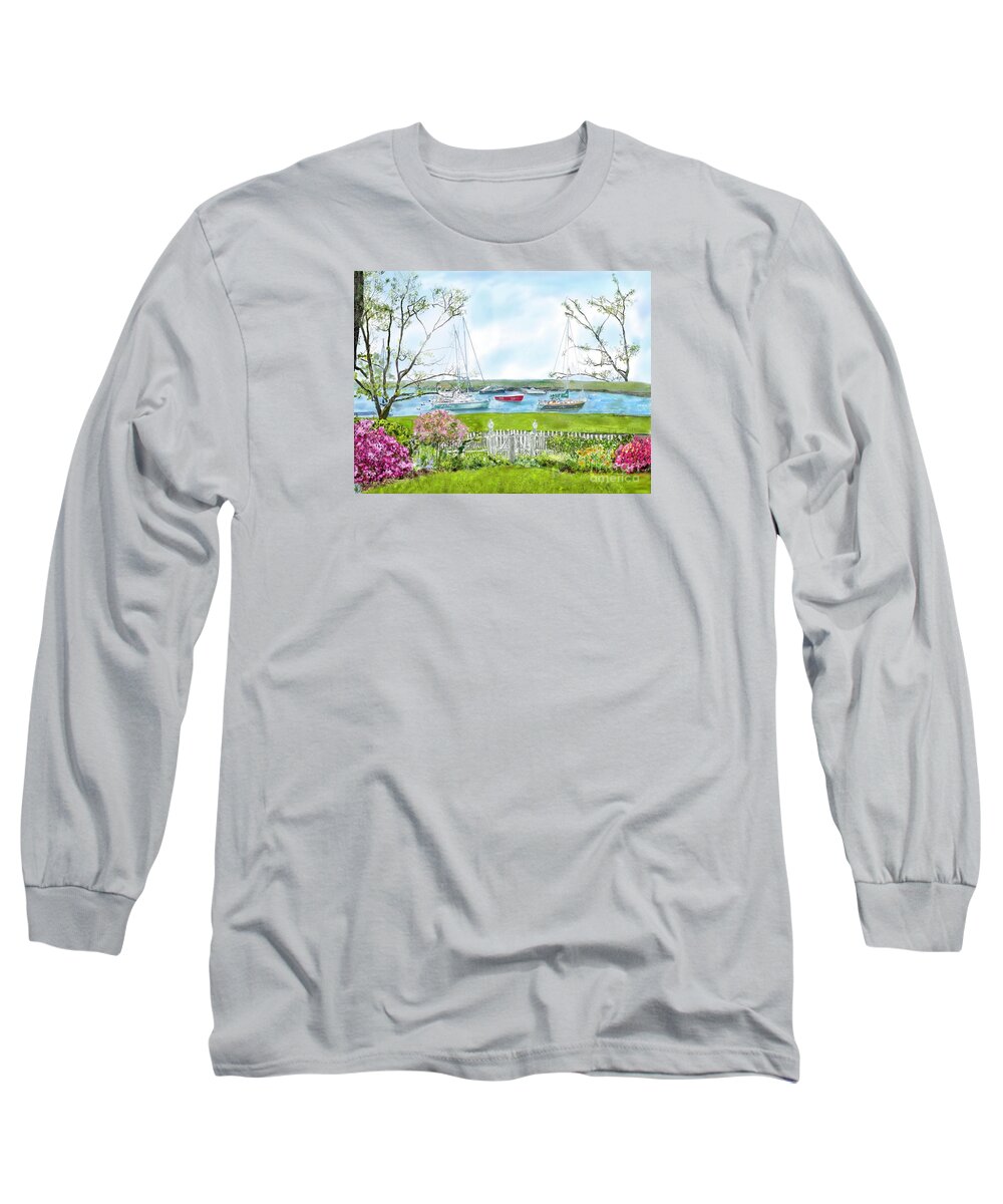 Harbor Long Sleeve T-Shirt featuring the painting Harbor Road by Beth Saffer