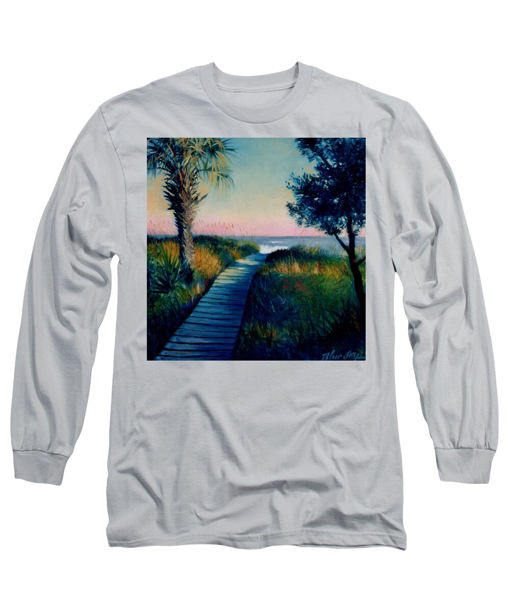 Hilton Head Long Sleeve T-Shirt featuring the painting Hilton Head Beach Path by Blue Sky