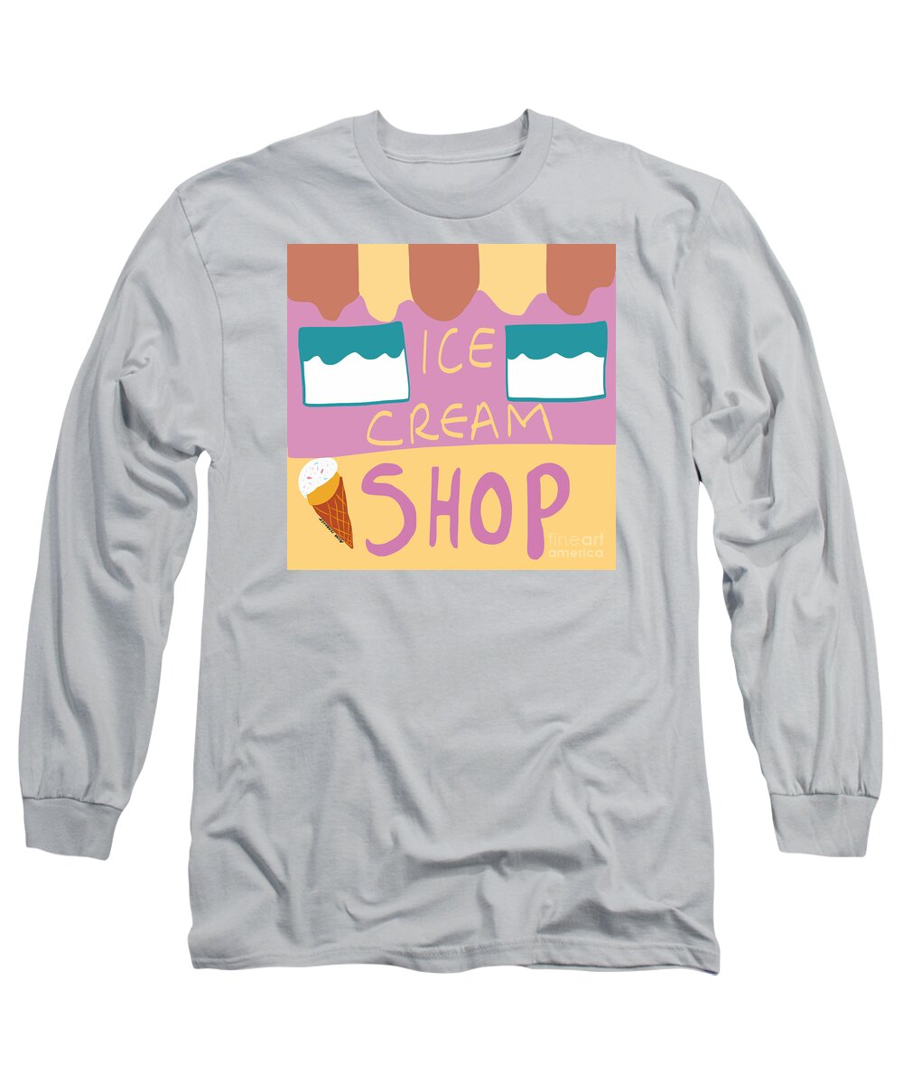 Ice Cream Long Sleeve T-Shirt featuring the digital art Ice Cream Shop by Aisha Isabelle