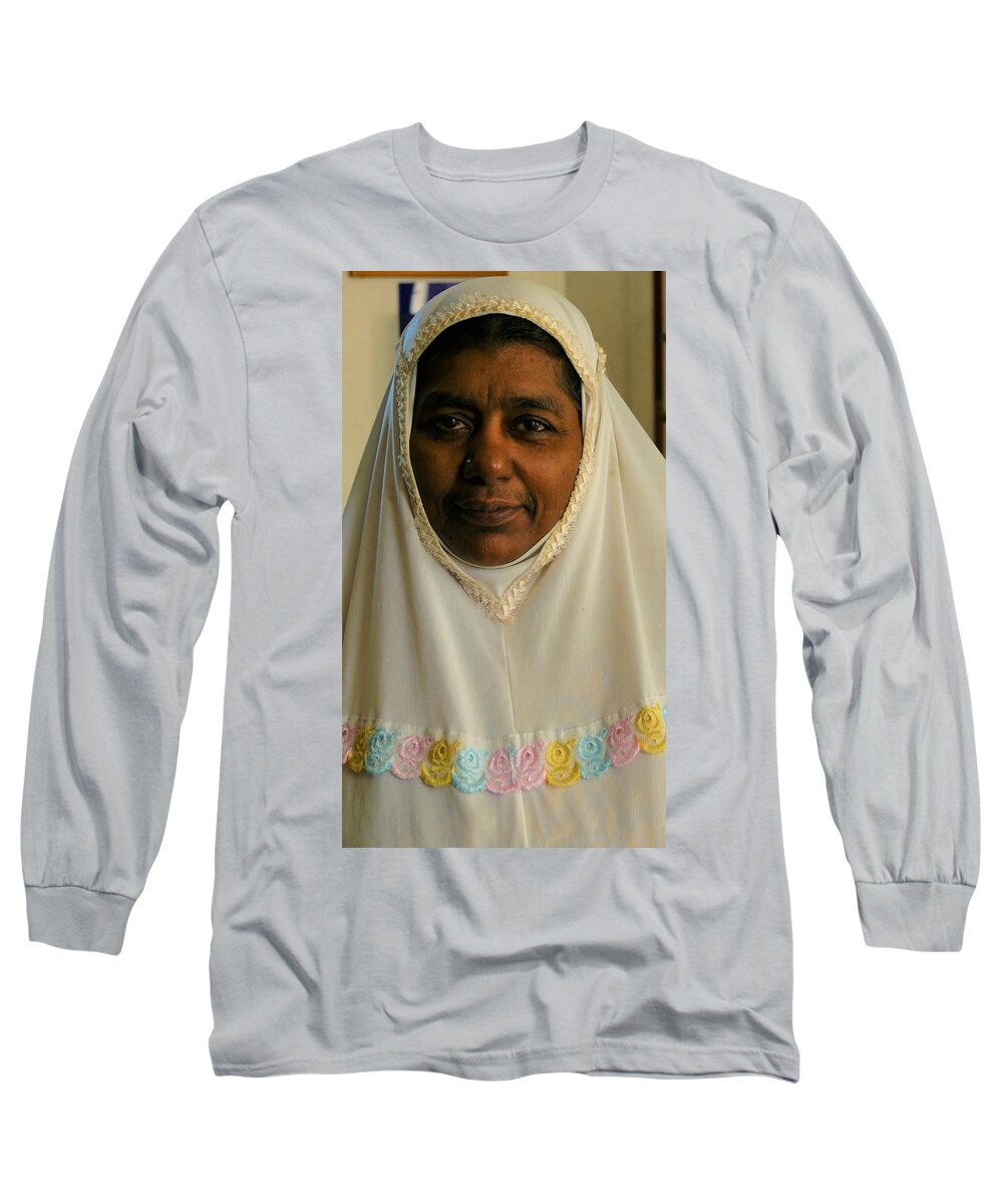 Indian Muslim Woman Long Sleeve T-Shirt featuring the photograph Indian Muslim Woman by Robert Bociaga