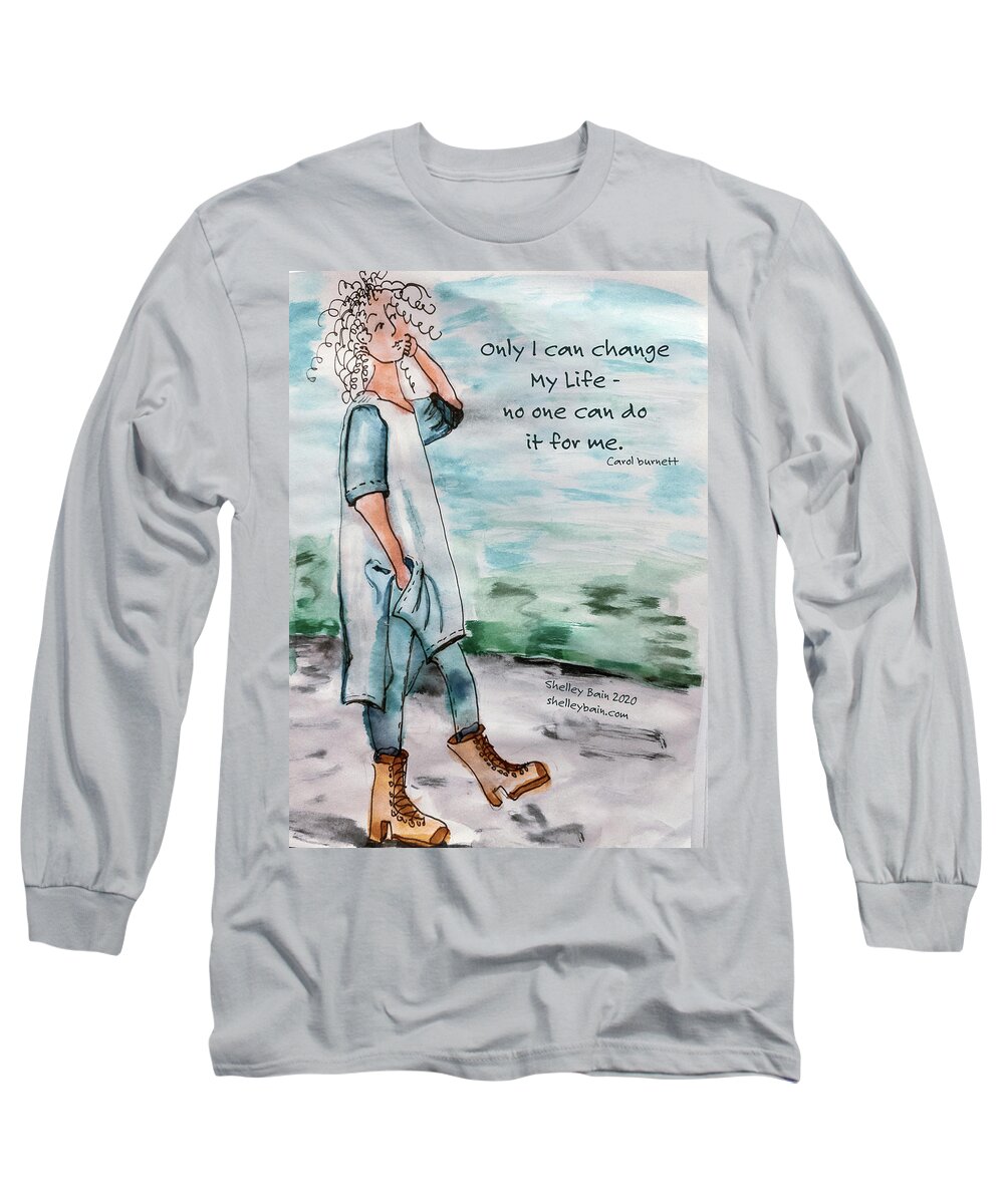 Daily Long Sleeve T-Shirt featuring the mixed media Inspiration #27 by Shelley Bain