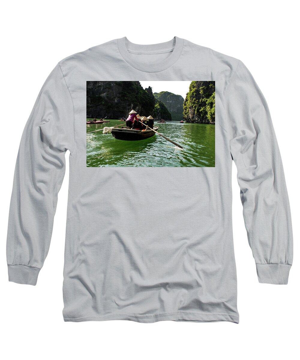 Vietnam Long Sleeve T-Shirt featuring the photograph Between Land And Sea - Bai Tu Long Bay, Vietnam by Earth And Spirit