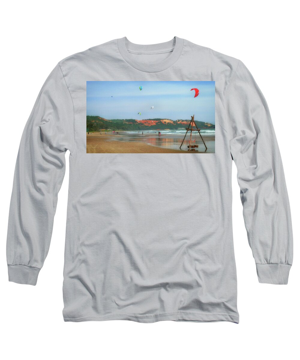 Kitesurfing Long Sleeve T-Shirt featuring the photograph Kitesurfing by Robert Bociaga