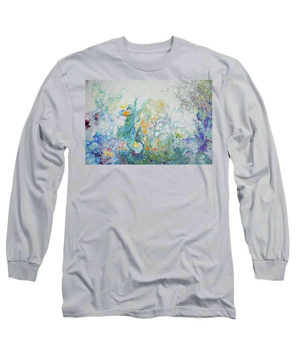 Fairies Long Sleeve T-Shirt featuring the painting Land of the Fairies by Jo Smoley