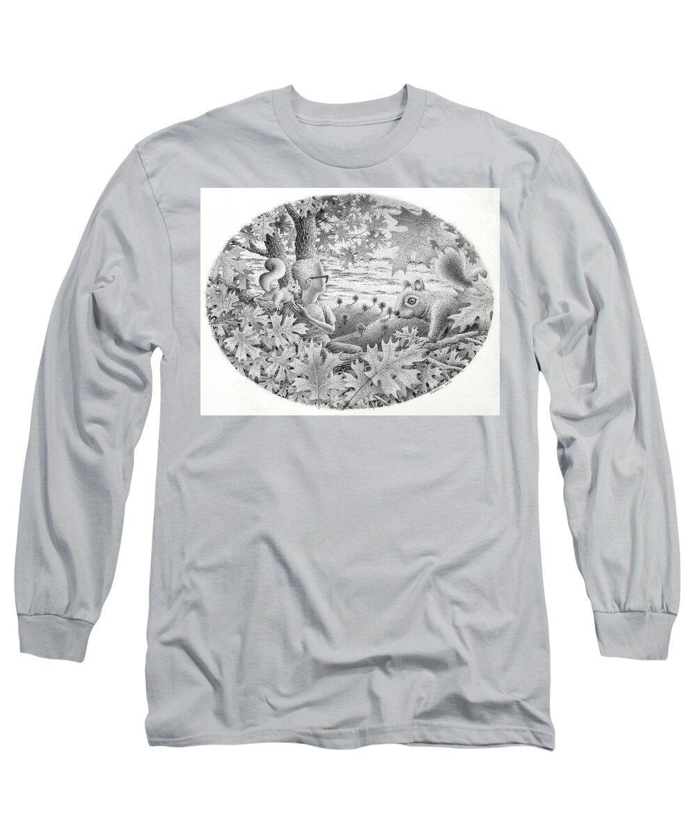 Drawing Long Sleeve T-Shirt featuring the drawing Late In The day Dreams by Mike Farrell
