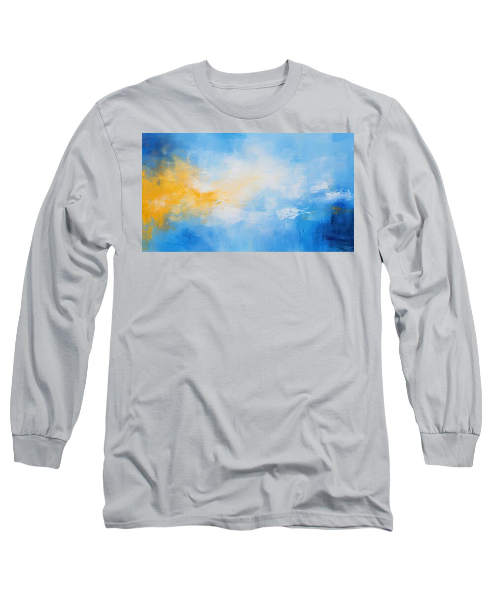Blue Long Sleeve T-Shirt featuring the painting Live Your Best Life Art - Blue and Yellow Art - New Beginning Art by Lourry Legarde
