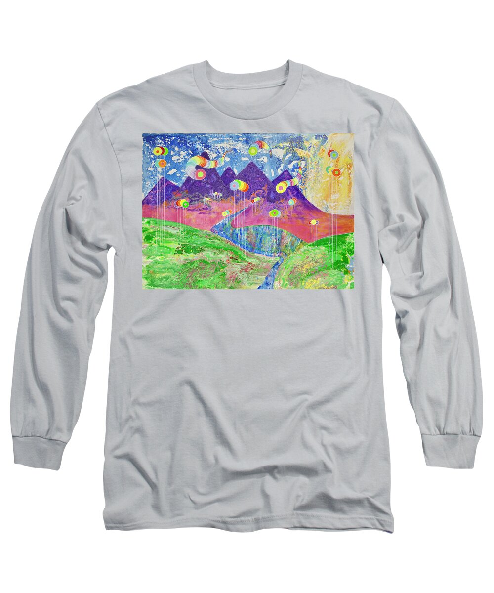 Best Seller Long Sleeve T-Shirt featuring the painting Lollipop Fields by Dorsey Northrup