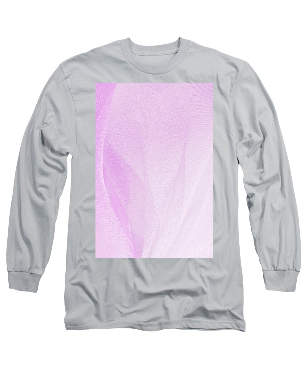 Abstract Long Sleeve T-Shirt featuring the photograph Macro Of Pink Organza Fabric Texture by Severija Kirilovaite