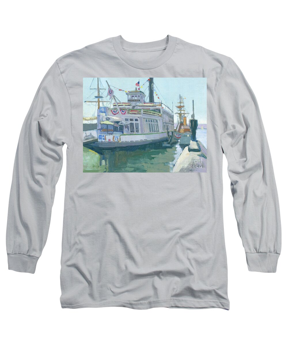 Steam Ferry Berkeley Long Sleeve T-Shirt featuring the painting The Berkeley, Maritime Museum - San Diego, California by Paul Strahm