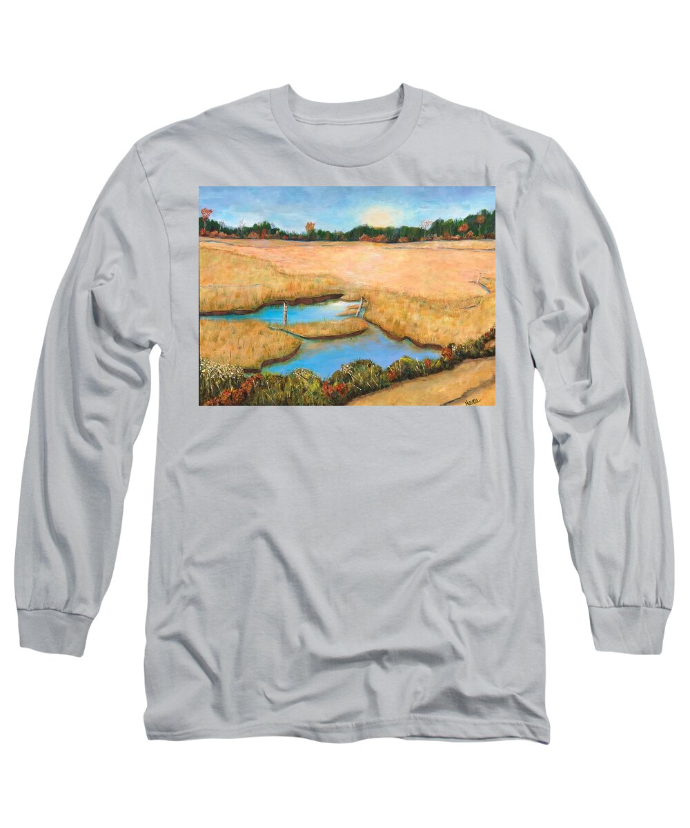 Marsh Long Sleeve T-Shirt featuring the painting Marshlands by Deborah Naves