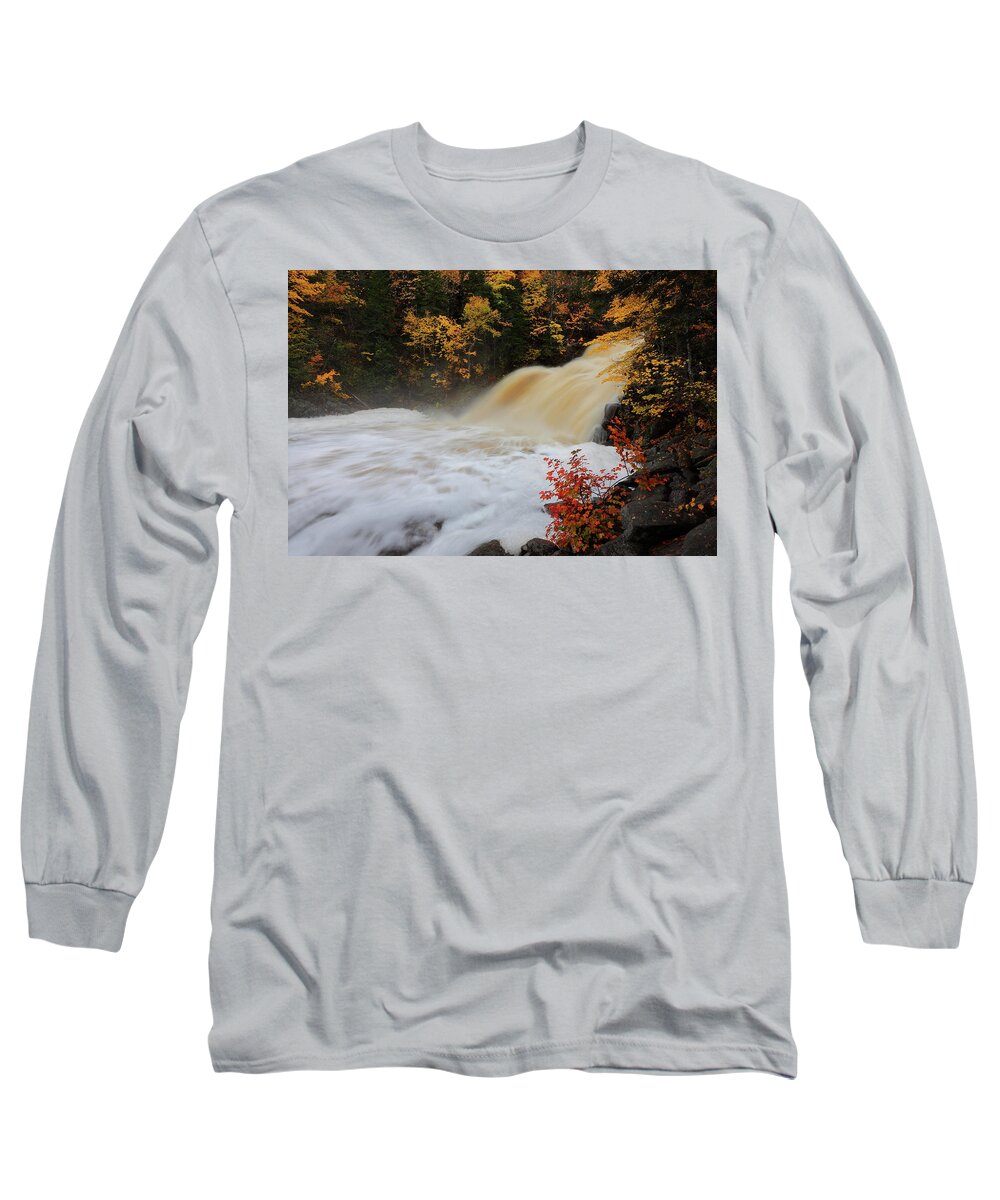 Mary Long Sleeve T-Shirt featuring the photograph Mary Ann Falls during autumn at Cape Breton Highlands National Park by Jetson Nguyen