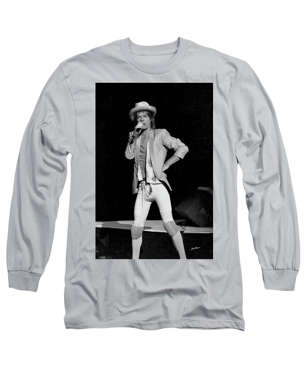 Mick Jagger Long Sleeve T-Shirt featuring the photograph Mick Jagger Live by Jurgen Lorenzen