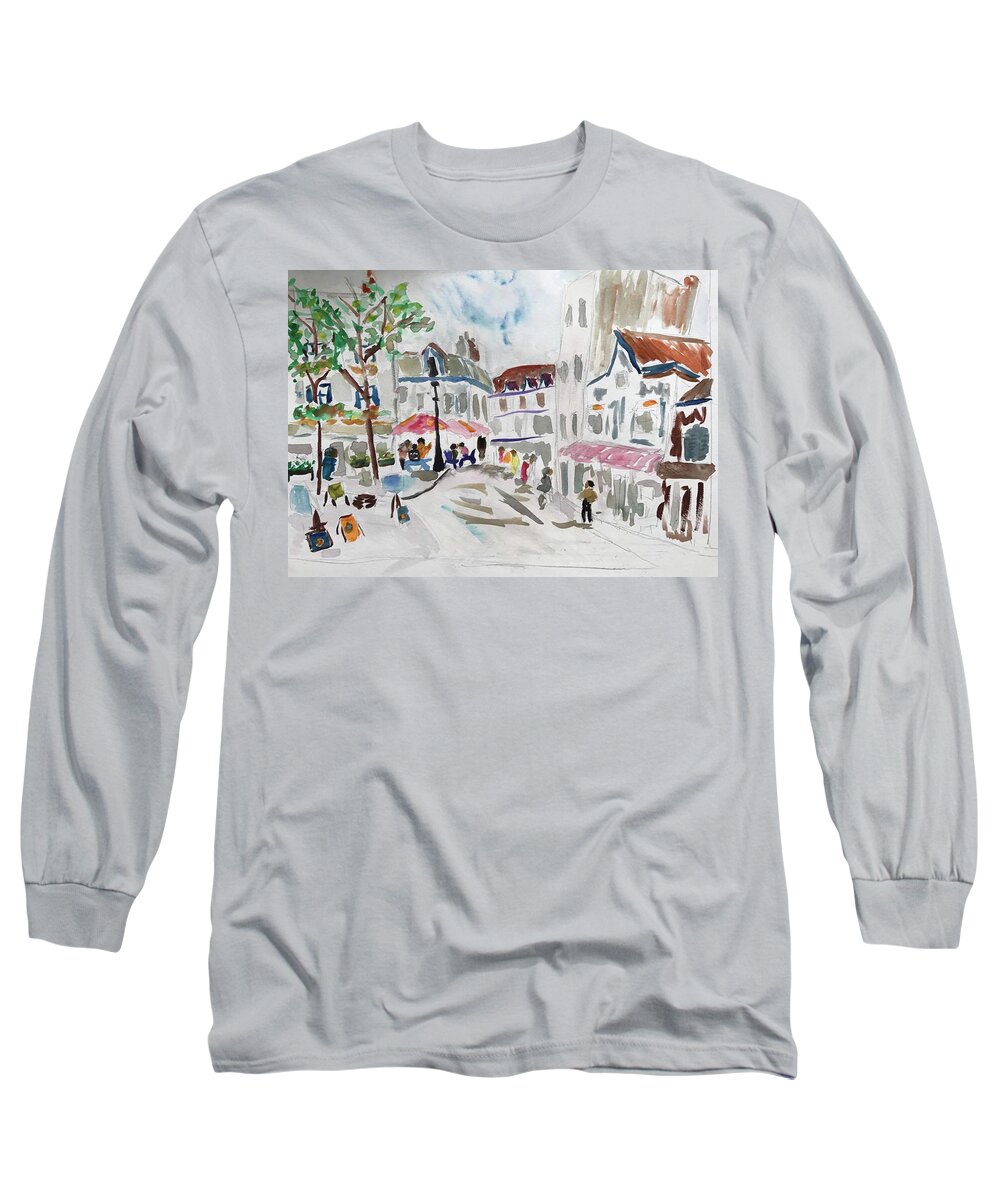  Long Sleeve T-Shirt featuring the painting Montmartre Quickly by John Macarthur