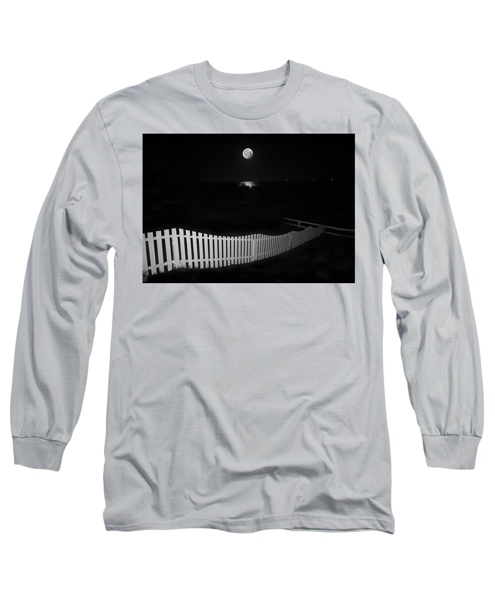 Moon Long Sleeve T-Shirt featuring the photograph Moon Over Mashpee by Wayne King