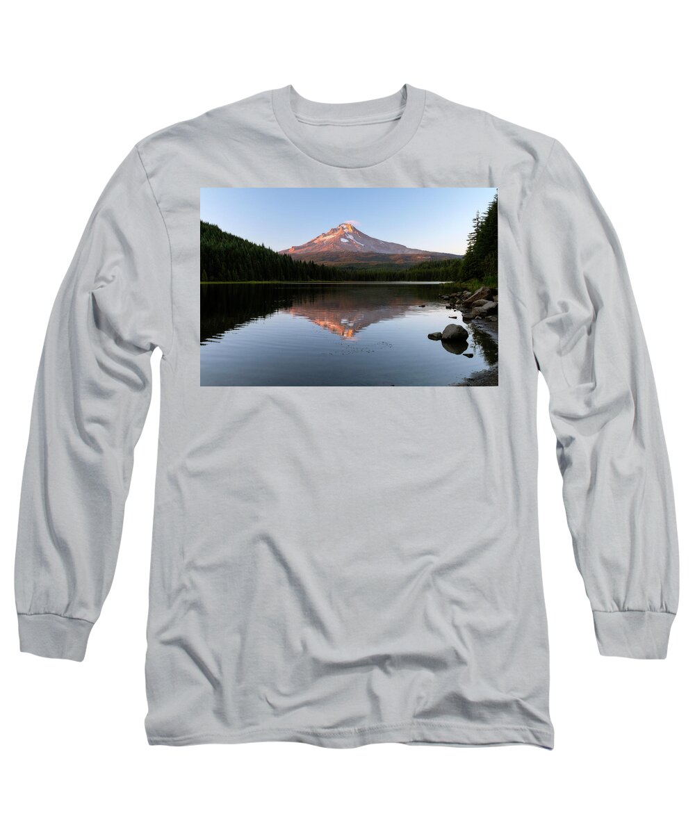 Mt. Hood Long Sleeve T-Shirt featuring the photograph Mt. Hood from Trillium Lake by Catherine Avilez