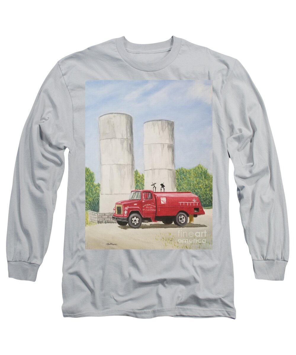 Mount Pleasant Long Sleeve T-Shirt featuring the painting Oil Truck by Stacy C Bottoms